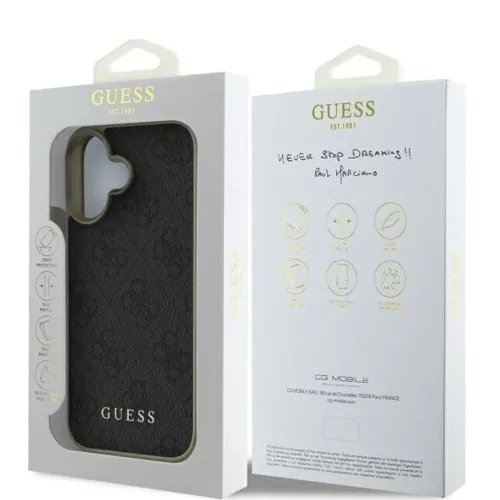 Guess - Keménytok 4G Díszítő Kollekció (GUHCP16MGF4GGR) - iPhone 16 Plus - Fekete