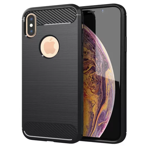 Techsuit - Carbon szilikon tok - iPhone XS Max - Fekete