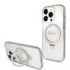 Guess - Gyűrűs Tartó Csillámos Felirat MagSafe (GUHMP15LHRSGSD) - iPhone 15 Pro - Átlátszó