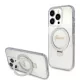 Guess - Gyűrűs Tartó Csillámos Felirat MagSafe (GUHMP15LHRSGSD) - iPhone 15 Pro - Átlátszó