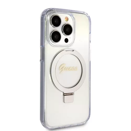 Guess - Ring Stand Script Glitter MagSafe (GUHMP15LHRSGSD) - iPhone 15 Pro - Clear