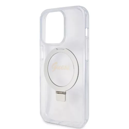 Guess - Ring Stand Script Glitter MagSafe (GUHMP15LHRSGSD) - iPhone 15 Pro - Clear