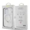 Guess - Gyűrűs Tartó Csillámos Felirat MagSafe (GUHMP15LHRSGSD) - iPhone 15 Pro - Átlátszó