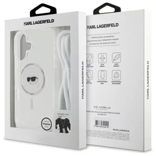 Karl Lagerfeld - IML Crossbody MagSafe (KLHMP16SHCKHNT) - iPhone 16 - Transparent Karl Head