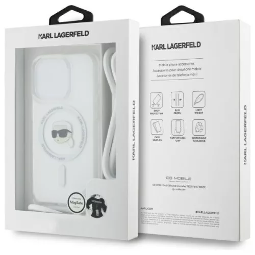 Karl Lagerfeld - IML Crossbody MagSafe (KLHMP16XHCKHNT) - iPhone 16 Pro Max - Transparent Karl Head