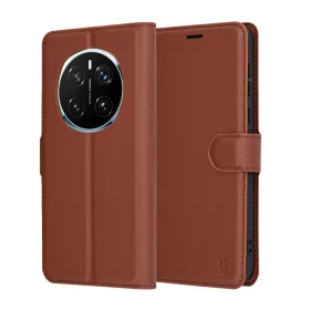   Techsuit - Leather Folio kinyitható tok - Honor Magic7 Pro - Barna
