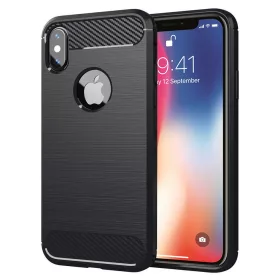   Techsuit - Carbon szilikon tok - iPhone X / iPhone XS - Fekete