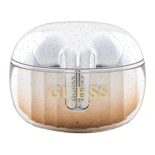 Guess - Wireless Earbuds (GUTWSHDGKEED) - Bluetooth 5.3, TWS, USB-C, with Docking Station, IPX4 - Glitter Gold Gradient