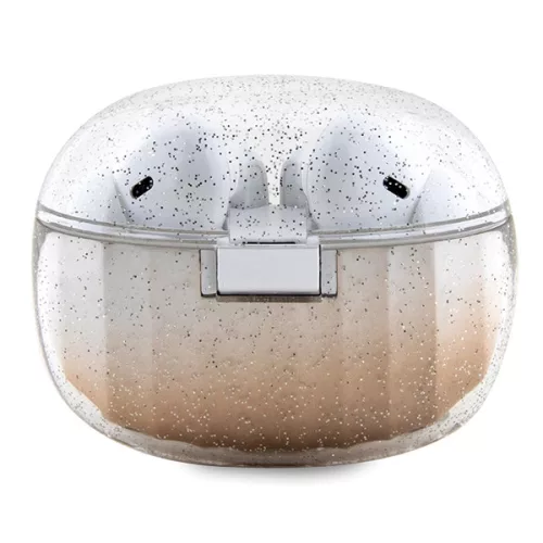 Guess - Vezeték nélküli fülhallgató (GUTWSHDGKEED) - Bluetooth 5.3, TWS, USB-C, dokkolóállomással, IPX4 - Csillámos arany színátmenet