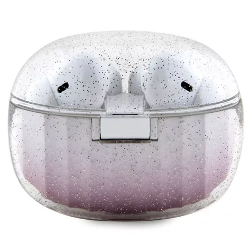 Guess - Vezeték nélküli fülhallgató (GUTWSHDGKEEP) - Bluetooth 5.3, TWS, USB-C, dokkolóállomással, IPX4 - Csillámos rózsaszín színátmenet