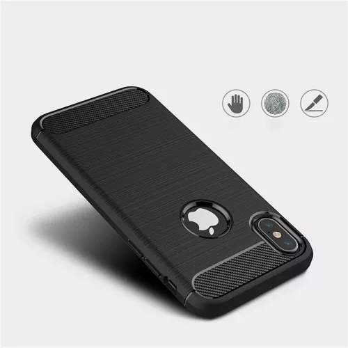 Techsuit - Carbon szilikon tok - iPhone X / iPhone XS - Fekete