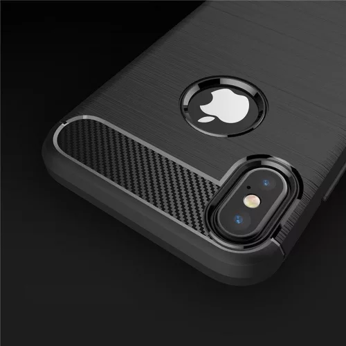 Techsuit - Carbon szilikon tok - iPhone X / iPhone XS - Fekete
