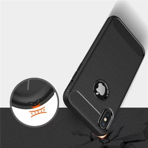 Techsuit - Carbon szilikon tok - iPhone X / iPhone XS - Fekete