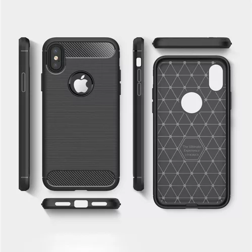 Techsuit - Carbon szilikon tok - iPhone X / iPhone XS - Fekete