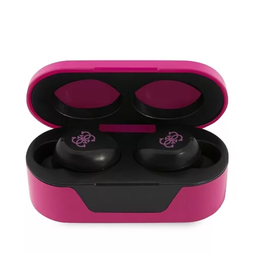 Guess - Vezeték nélküli fülhallgató (GUTWST31EM) - Bluetooth 5.0, TWS, USB-C, LED kijelzővel, dokkolóállomással, IPX4 - Magenta