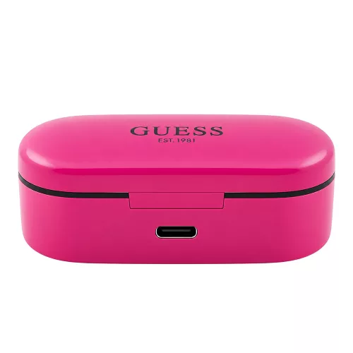 Guess - Wireless Earbuds (GUTWST31EM) - Bluetooth 5.0, TWS, USB-C, with LED Display, Docking Station, IPX4 - Magenta