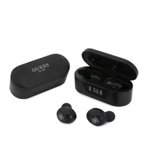Guess - Vezeték nélküli fülhallgató (GUTWST31EK) - Bluetooth 5.0, TWS, USB-C, LED kijelzővel, dokkolóállomással, IPX4 - Fekete