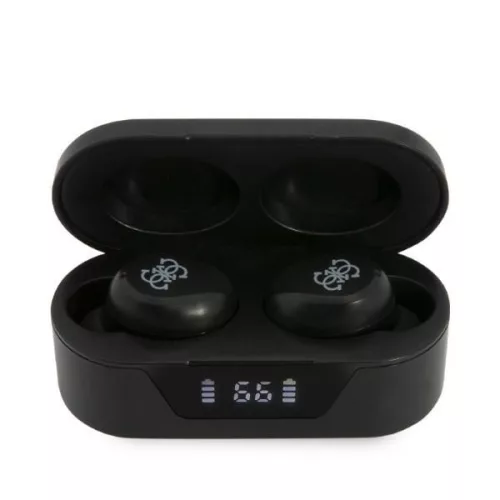 Guess - Vezeték nélküli fülhallgató (GUTWST31EK) - Bluetooth 5.0, TWS, USB-C, LED kijelzővel, dokkolóállomással, IPX4 - Fekete