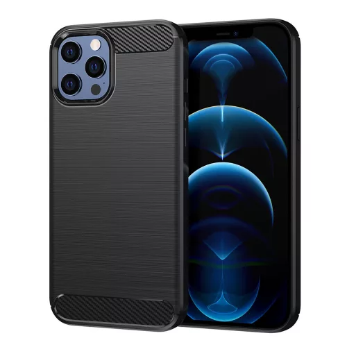 Techsuit - Carbon szilikon tok - iPhone 12 Pro Max - Fekete