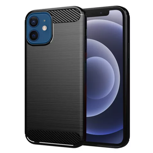 Techsuit - Carbon szilikon tok - iPhone 12 / iPhone 12 Pro - Fekete