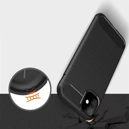 Techsuit - Carbon szilikon tok - iPhone 12 / iPhone 12 Pro - Fekete