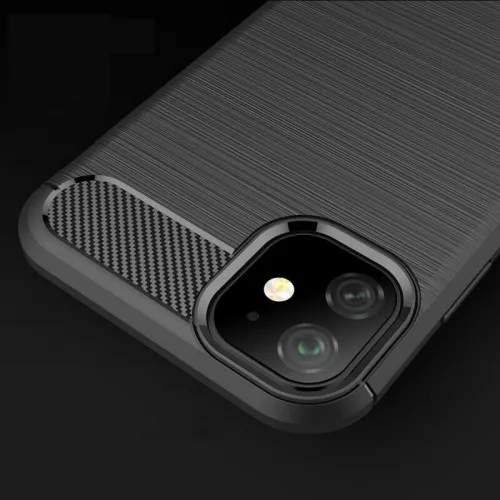 Techsuit - Carbon szilikon tok - iPhone 12 / iPhone 12 Pro - Fekete