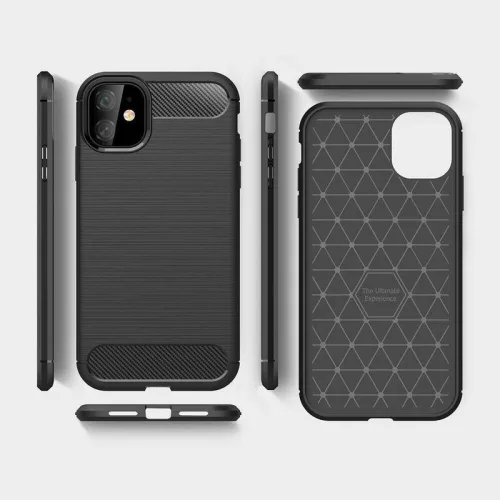 Techsuit - Carbon szilikon tok - iPhone 12 / iPhone 12 Pro - Fekete