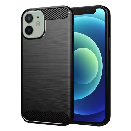 Techsuit - Carbon szilikon tok - iPhone 12 Mini - Fekete