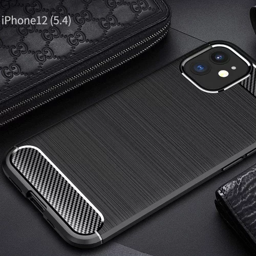 Techsuit - Carbon szilikon tok - iPhone 12 Mini - Fekete