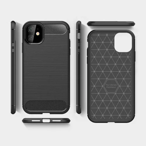 Techsuit - Carbon szilikon tok - iPhone 12 Mini - Fekete