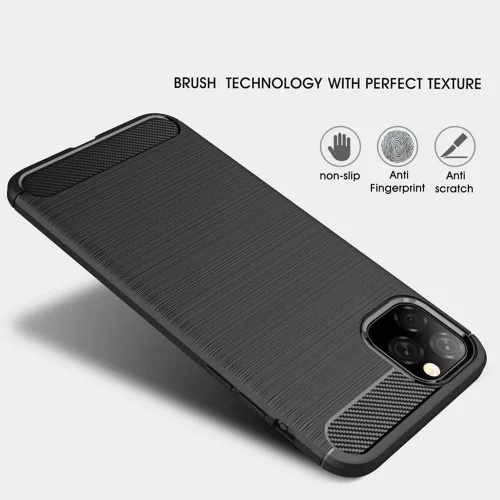 Techsuit - Carbon szilikon tok - iPhone 11 Pro Max - Fekete