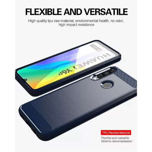 Techsuit - Carbon szilikon tok - Huawei Y6p - Fekete