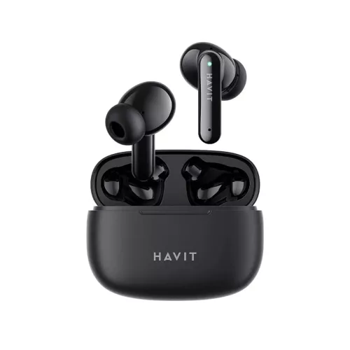 Havit - Vezeték nélküli fülhallgató (TW967 Pro) - Mikrofonnal, Bluetooth 5.3, Valódi vezeték nélküli sztereó, C típusú, 300mAh - Fekete