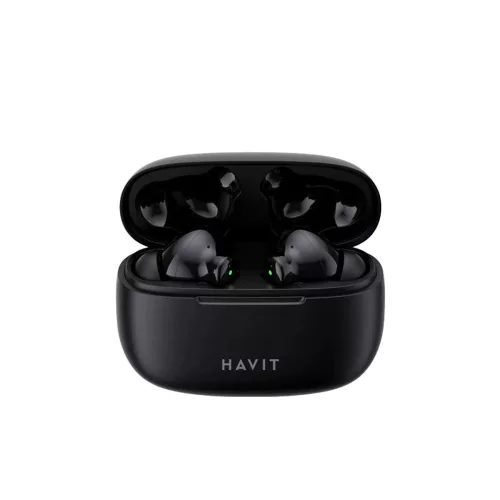 Havit - Vezeték nélküli fülhallgató (TW967 Pro) - Mikrofonnal, Bluetooth 5.3, Valódi vezeték nélküli sztereó, C típusú, 300mAh - Fekete