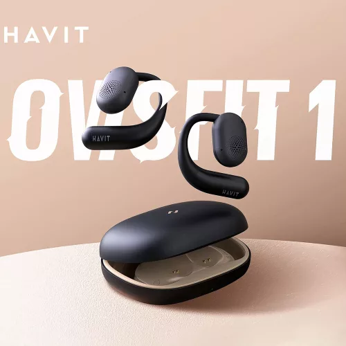 Havit - Vezeték nélküli fülhallgató (OWS914) - Mikrofonnal, Bluetooth 5.3, Valódi vezeték nélküli sztereó, ENC, USB-C, 500mAh - Fekete