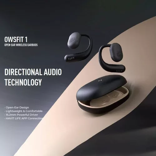 Havit - Vezeték nélküli fülhallgató (OWS914) - Mikrofonnal, Bluetooth 5.3, Valódi vezeték nélküli sztereó, ENC, USB-C, 500mAh - Fekete