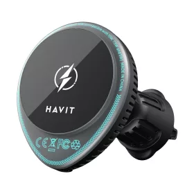   Havit - Autós tartó vezeték nélküli töltéssel (W3036) - with Cooler, Szellőzőrácsra, 15W - Black