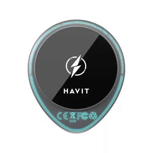 Havit - Autós tartó vezeték nélküli töltéssel (W3036) - with Cooler, Szellőzőrácsra, 15W - Black