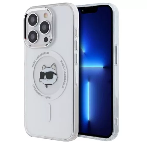 Karl Lagerfeld - IML MagSafe (KLHMP13LHLSCHH) - iPhone 13 Pro - White Metal Choupette's Head