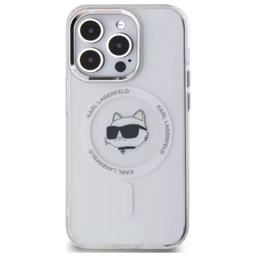 Karl Lagerfeld - IML MagSafe (KLHMP13LHLSCHH) - iPhone 13 Pro - White Metal Choupette's Head