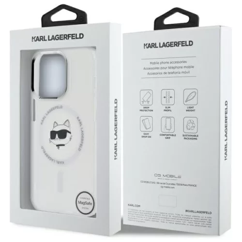 Karl Lagerfeld - IML MagSafe (KLHMP13LHLSCHH) - iPhone 13 Pro - White Metal Choupette's Head
