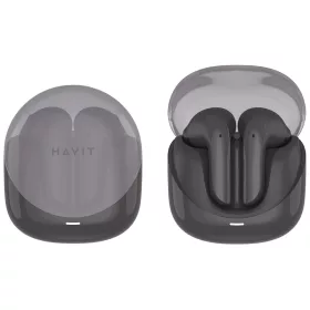   Havit - Vezeték nélküli fülhallgató Modern Buds (TW974) - Játékhoz, Mikrofonnal, Bluetooth 5.3, TWS, ENC, USB-C, 400mAh - Fekete
