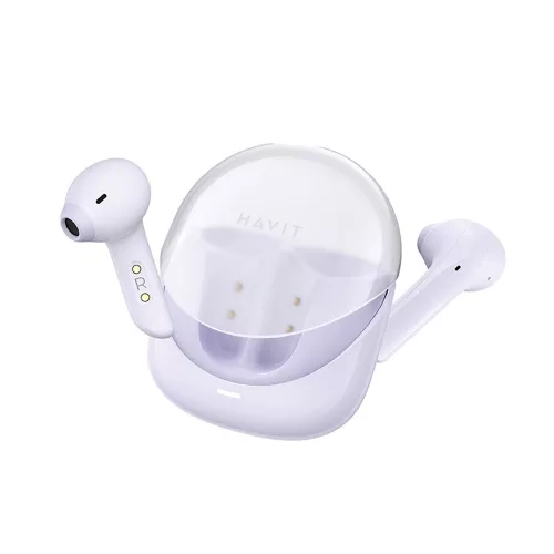 Havit - Vezeték nélküli fülhallgató Modern Buds (TW974) - Játékhoz, Mikrofonnal, Bluetooth 5.3, TWS, ENC, USB-C, 400mAh - Lila