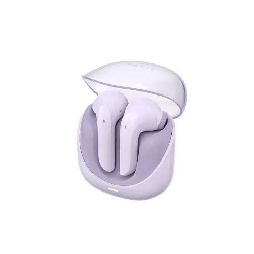 Havit - Vezeték nélküli fülhallgató Modern Buds (TW974) - Játékhoz, Mikrofonnal, Bluetooth 5.3, TWS, ENC, USB-C, 400mAh - Lila
