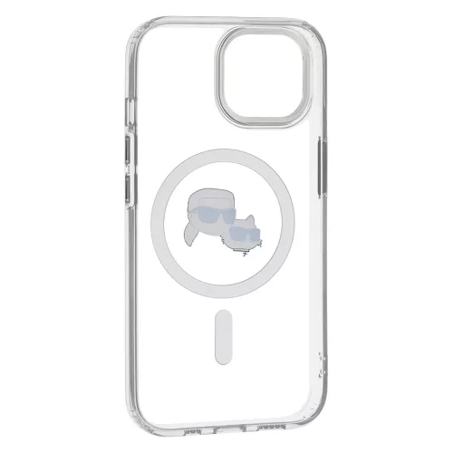 Karl Lagerfeld - IML MagSafe (KLHMP15SHLSKCH) - iPhone 15 - White Metal Karl&Choupette Heads