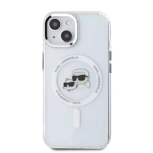 Karl Lagerfeld - IML MagSafe (KLHMP15SHLSKCH) - iPhone 15 - White Metal Karl&Choupette Heads