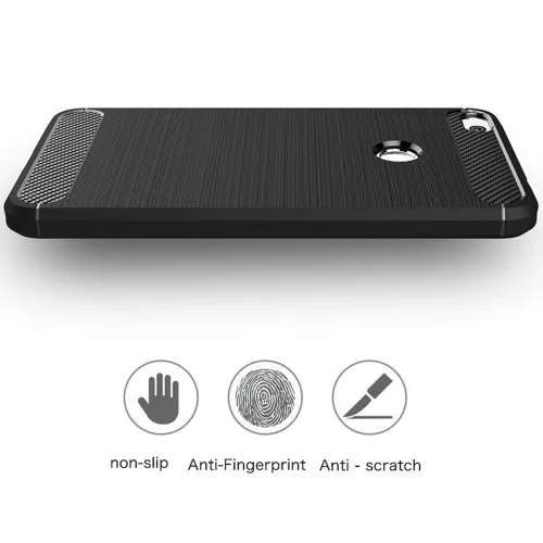 Techsuit - Carbon szilikon tok - Huawei P9 Lite 2017 / P8 Lite 2017 - Fekete