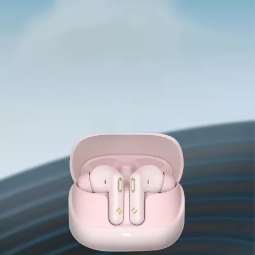 Havit - Vezeték nélküli fülhallgató (TW906 Pro) - Bluetooth 5.3, Mikrofonnal, TWS, ANC, C típusú, 300mAh - Rózsaszín