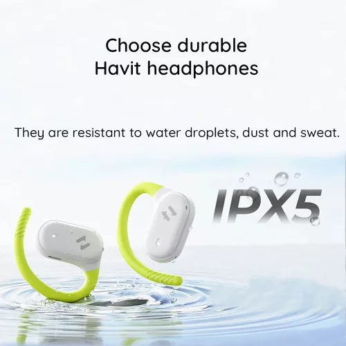 Havit - Vezeték nélküli fülhallgató (OWS915) - Mikrofonnal, Bluetooth 5.4, TWS, ENC, IPX5, USB-C, 1000mAh, Havit Life alkalmazás - Fehér