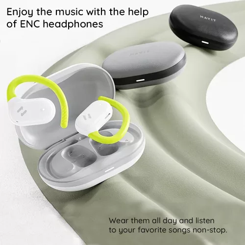 Havit - Vezeték nélküli fülhallgató (OWS915) - Mikrofonnal, Bluetooth 5.4, TWS, ENC, IPX5, USB-C, 1000mAh, Havit Life alkalmazás - Fehér